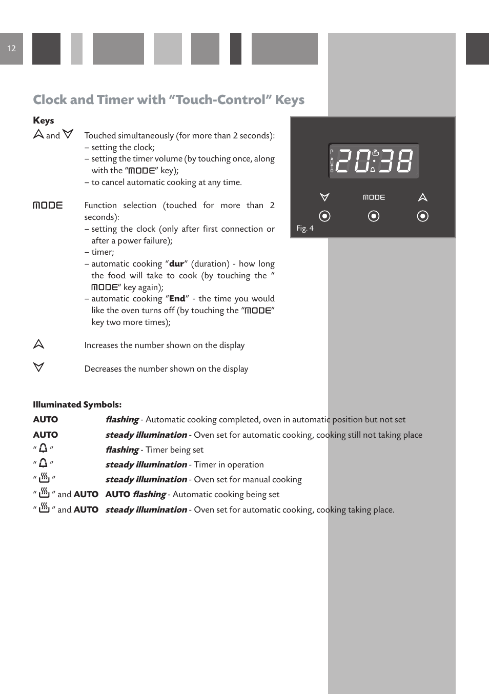 Clock and timer with “touch-control” keys | CDA SV 150R User Manual | Page 12 / 32