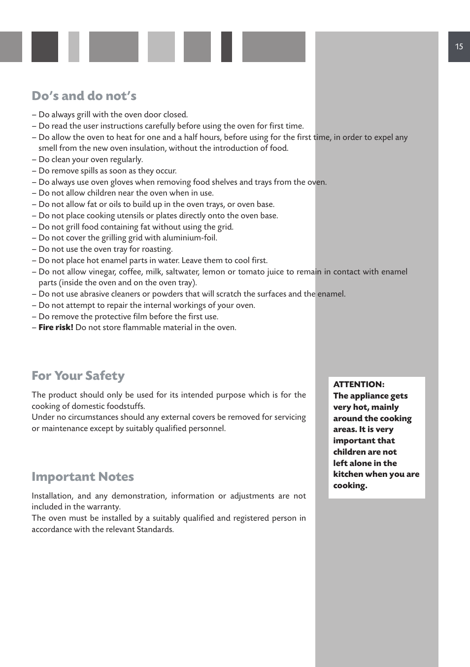 Do’s and do not’s, For your safety | CDA SV 150R User Manual | Page 15 / 32