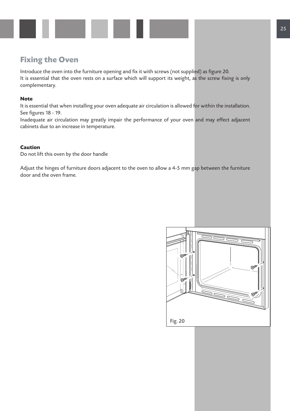 Fixing the oven | CDA SV 150R User Manual | Page 25 / 32