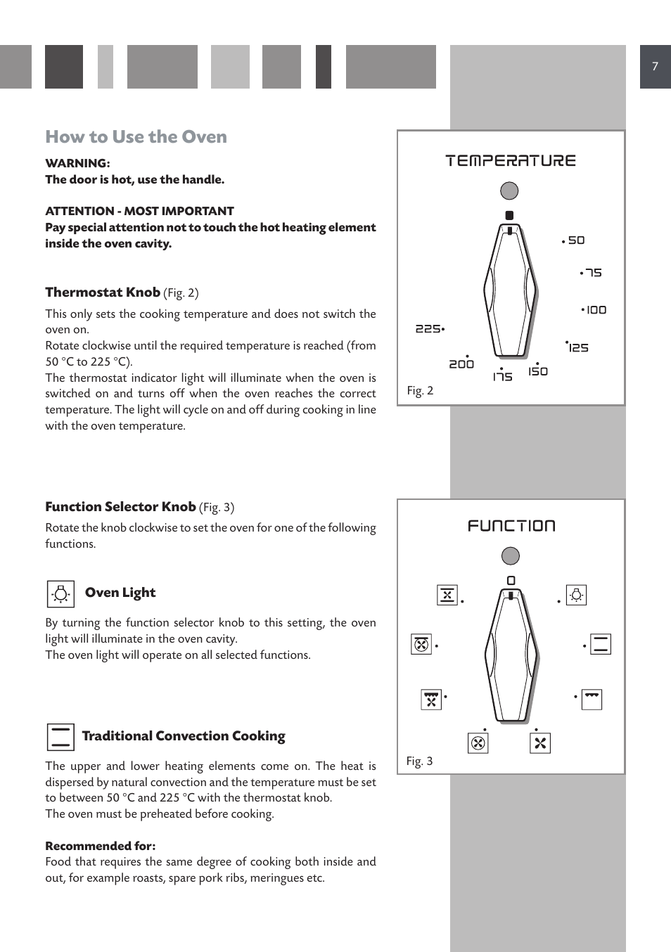 How to use the oven | CDA SV 150R User Manual | Page 7 / 32