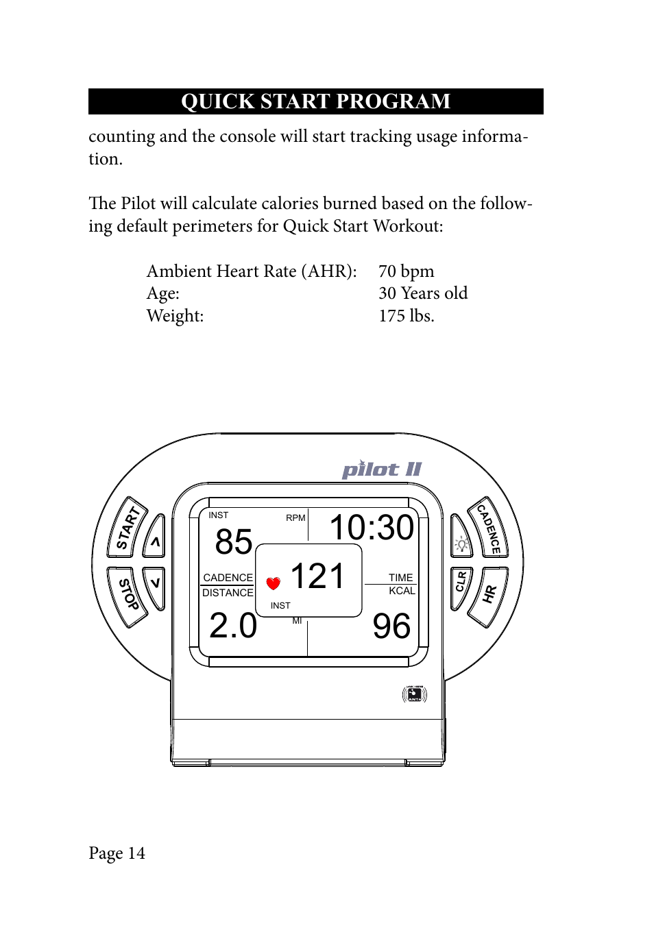 Quick start program | LeMond RevMaster Pilot User Manual | Page 14 / 29