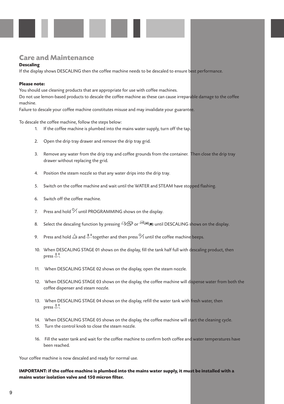 Care and maintenance | CDA CVC4SS User Manual | Page 10 / 16