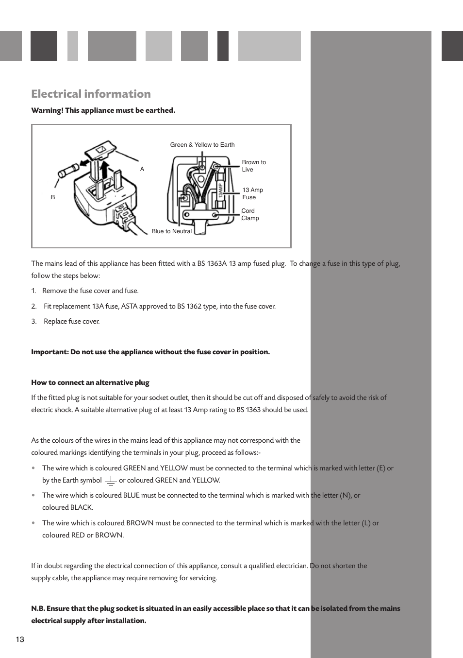 Electrical information | CDA CVC4SS User Manual | Page 14 / 16