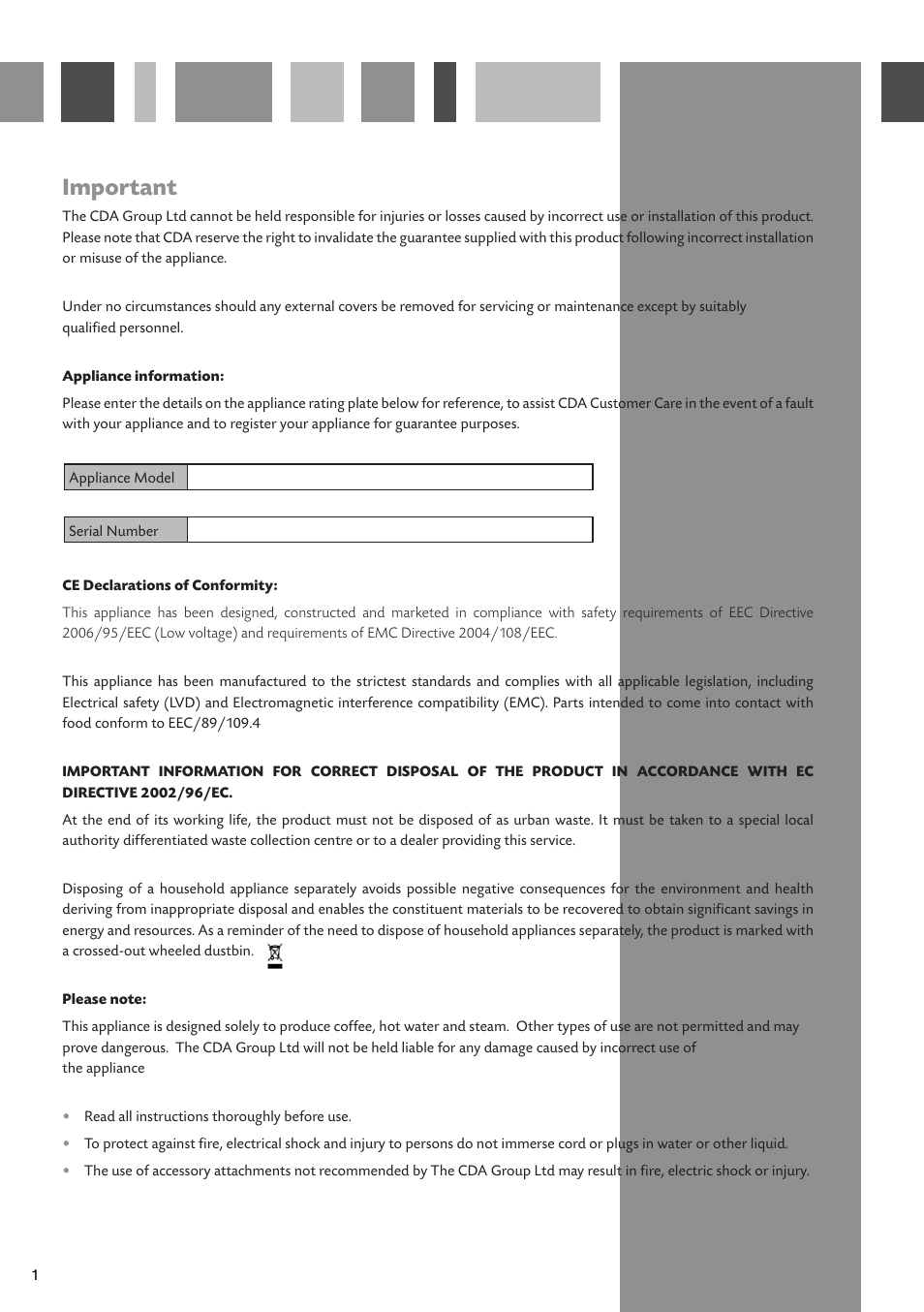 Important | CDA CVC4SS User Manual | Page 2 / 16