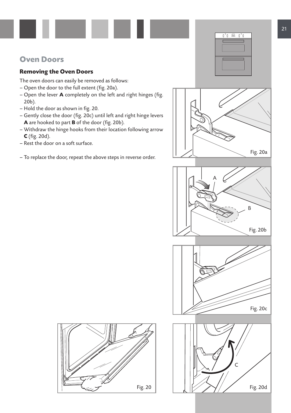 Oven doors | CDA DC730 User Manual | Page 21 / 36