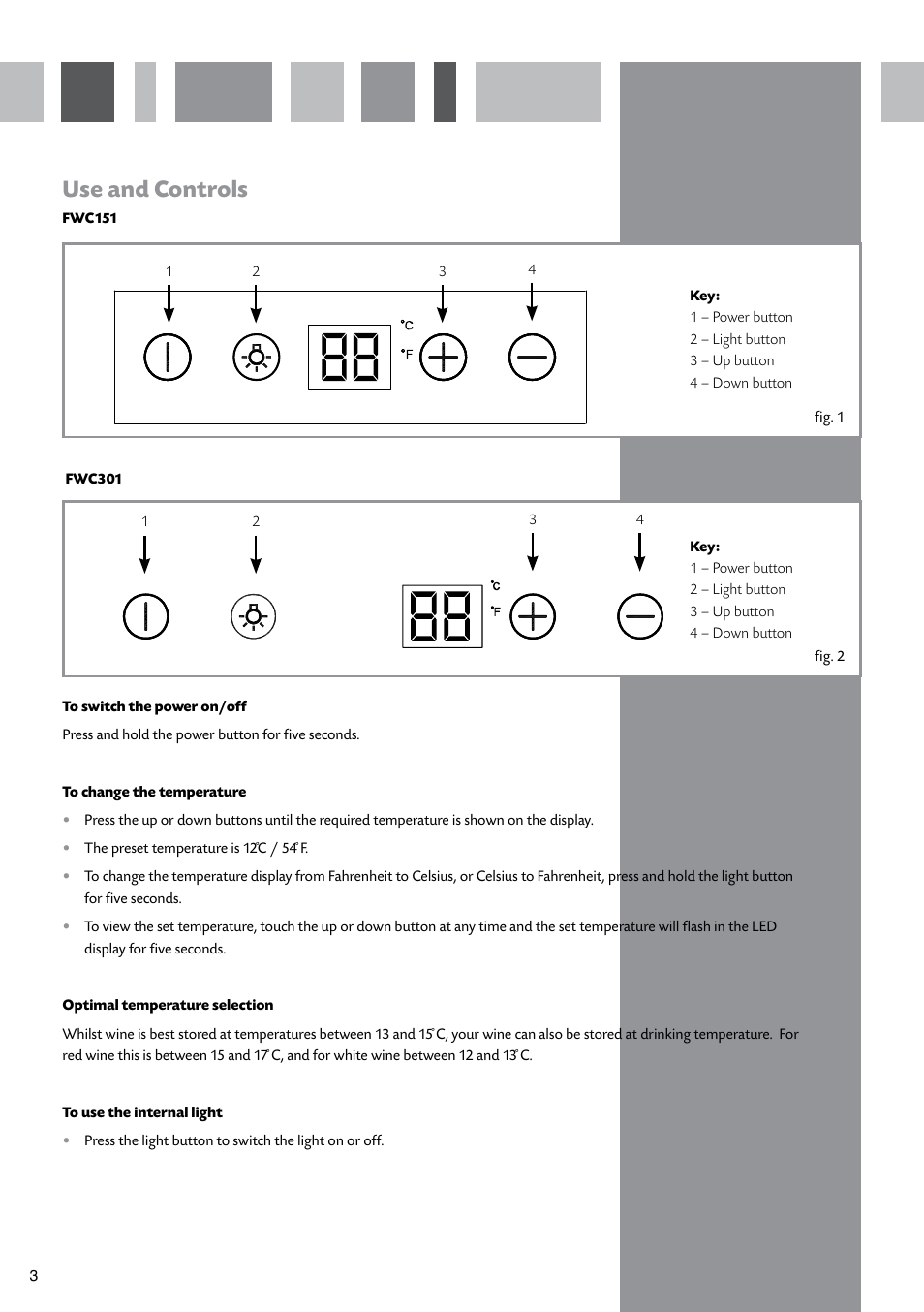 Use and controls | CDA FWC621 User Manual | Page 4 / 16