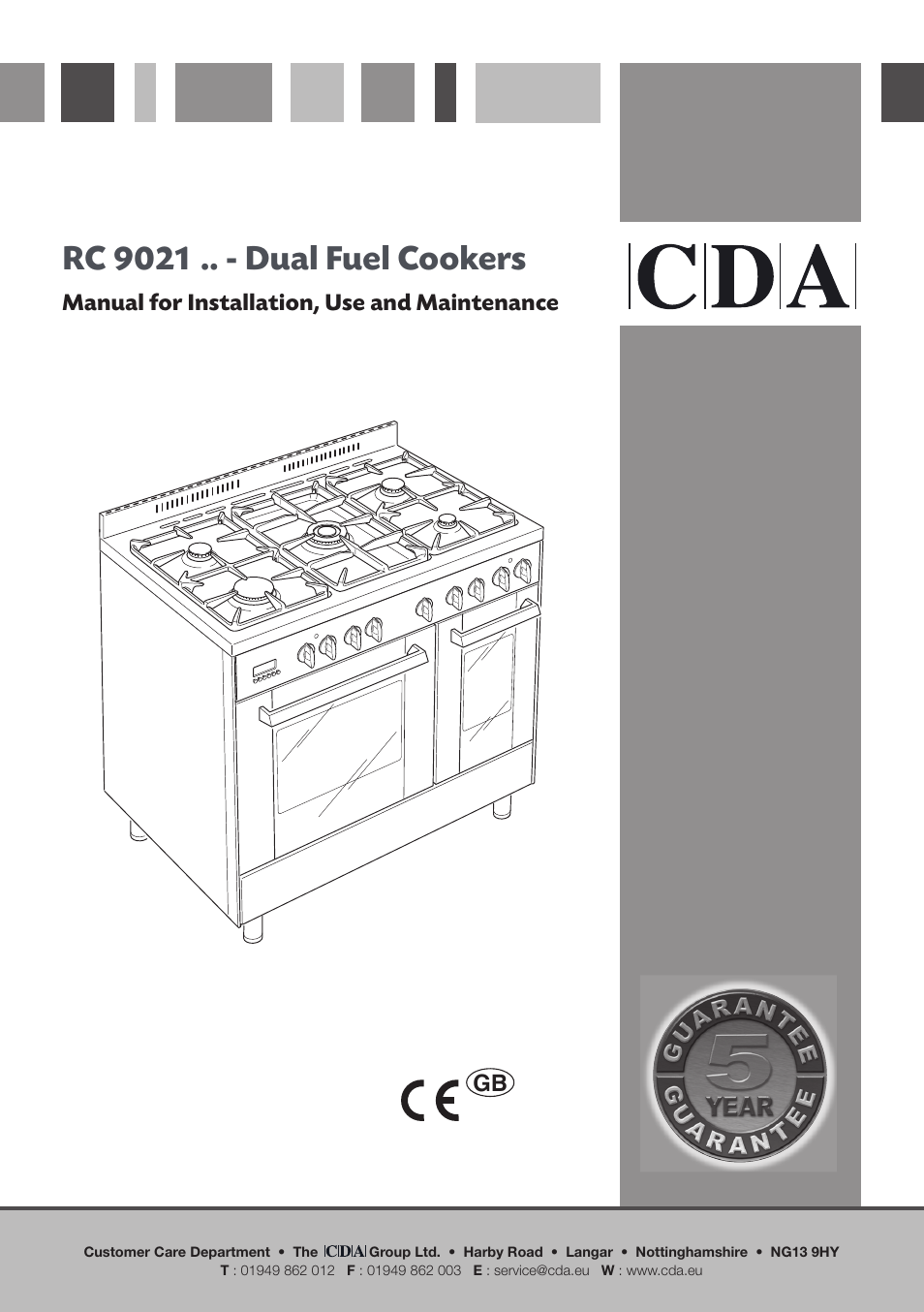CDA DUAL FUEL COOKERS RC 9021 User Manual | 44 pages