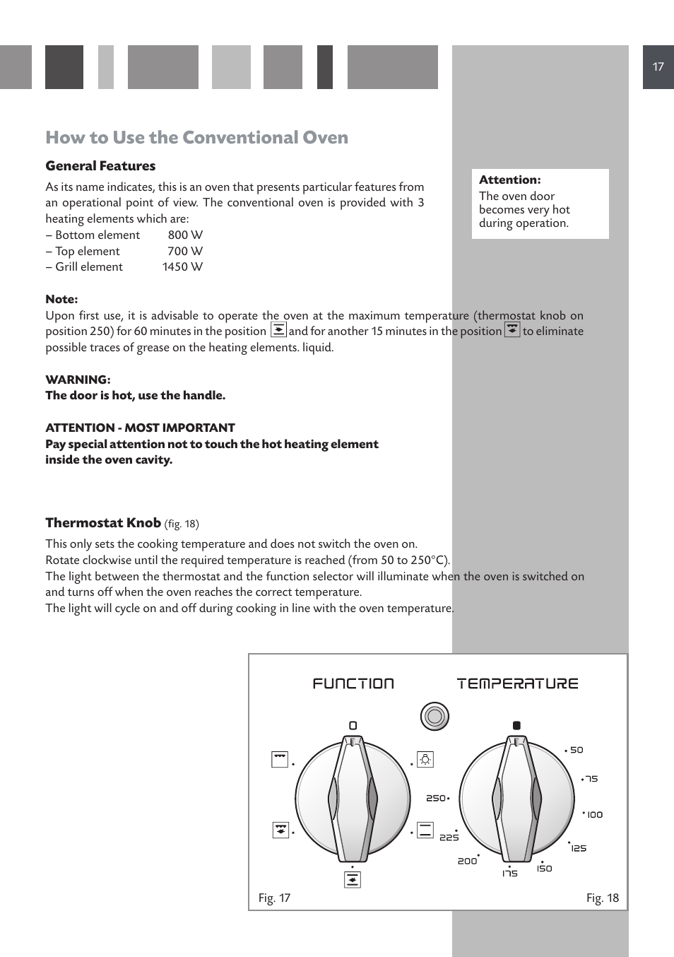 How to use the conventional oven | CDA DUAL FUEL COOKERS RC 9021 User Manual | Page 17 / 44