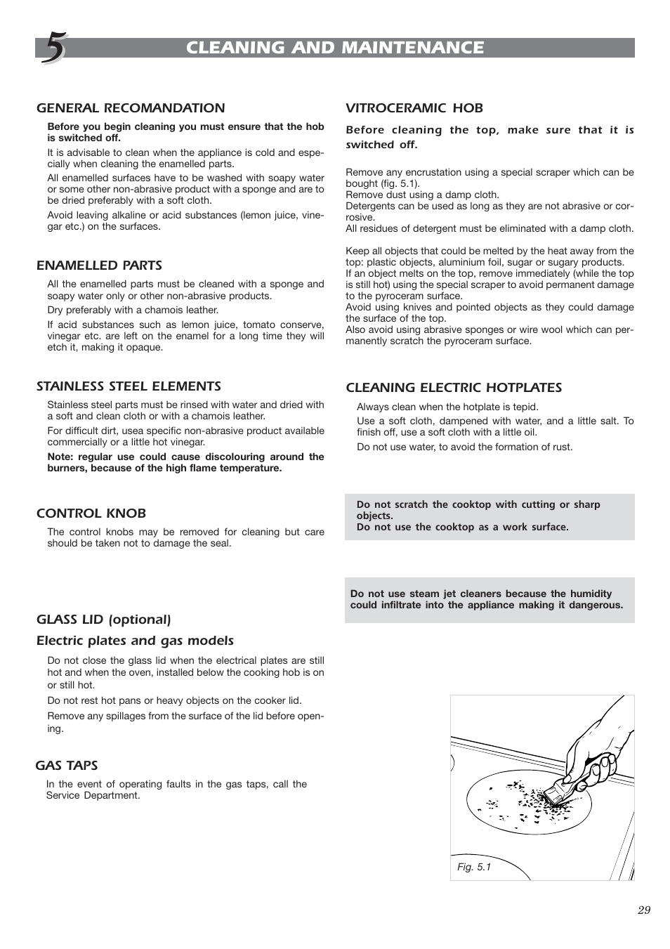Cleaning and maintenance | CDA GAS HOBS HCG301 User Manual | Page 10 / 21