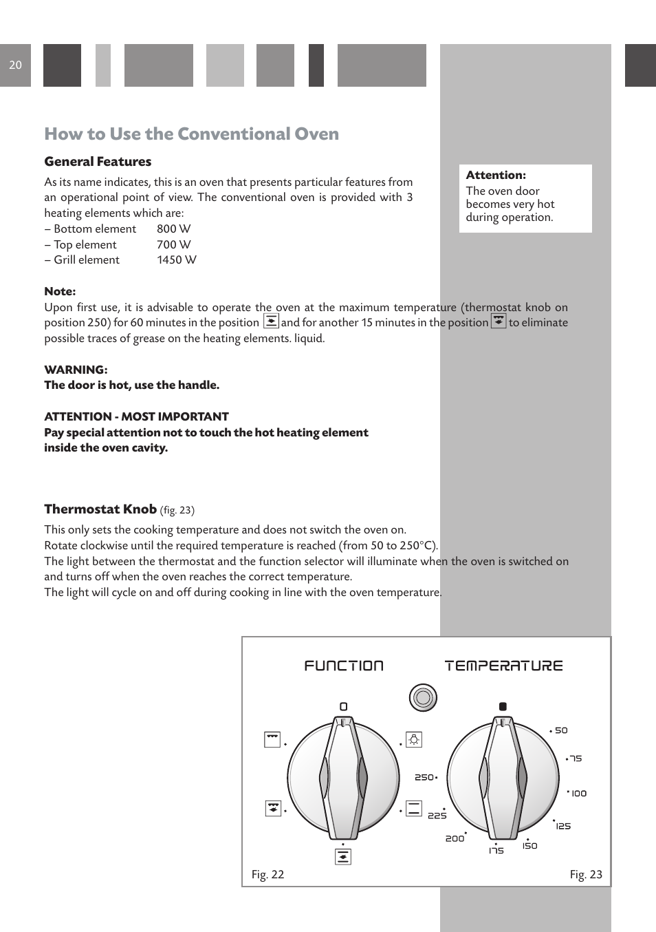 How to use the conventional oven | CDA RC 9620 User Manual | Page 20 / 36