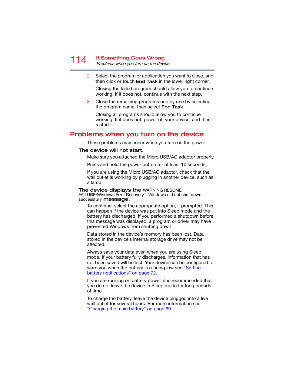 Problems when you turn on the device | Toshiba DynaPad WT12PE-A64 User Manual | Page 114 / 177