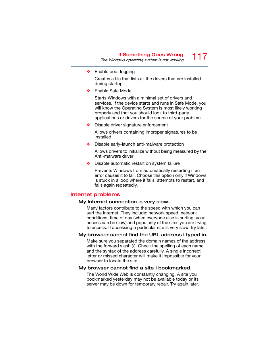 Internet problems | Toshiba DynaPad WT12PE-A64 User Manual | Page 117 / 177