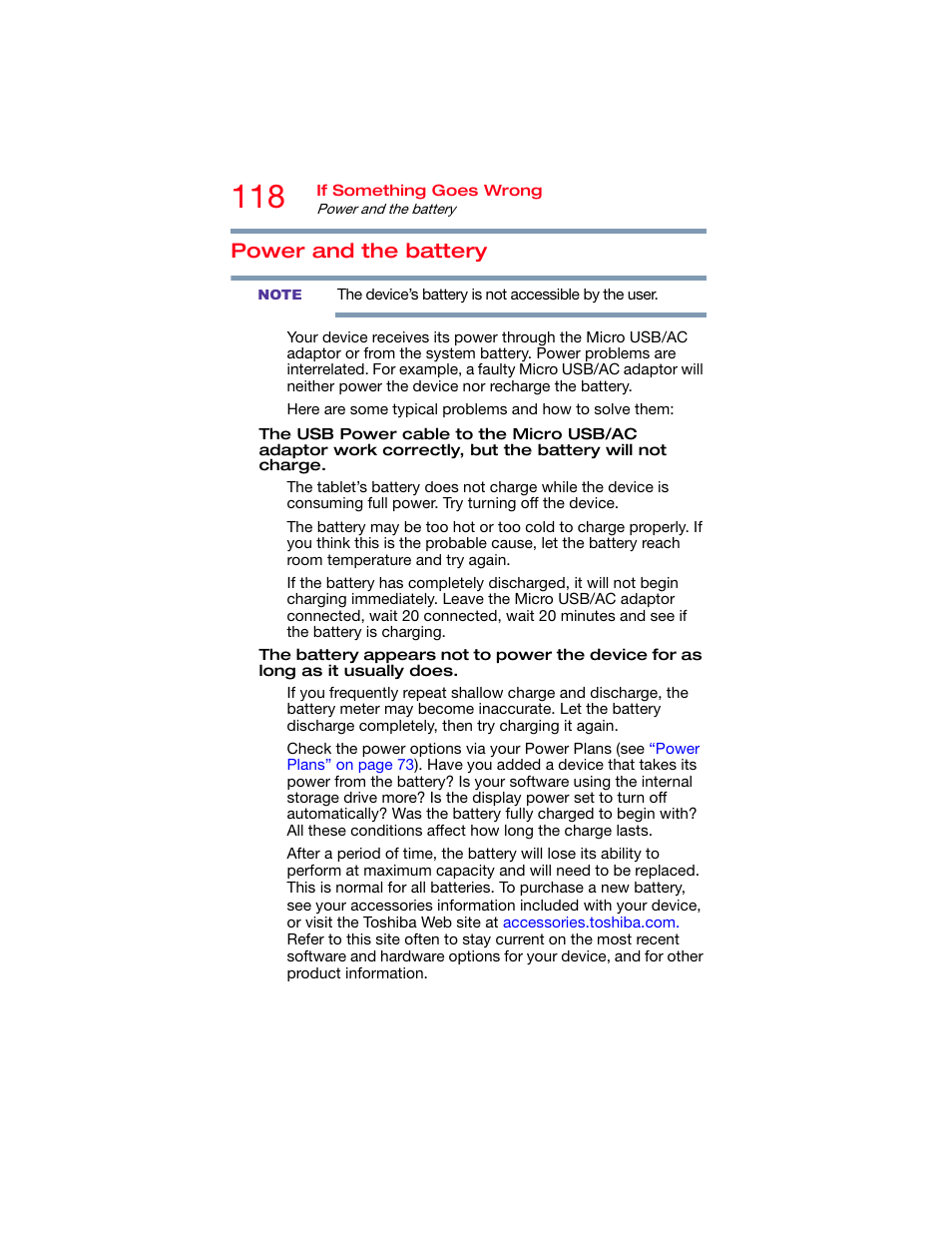 Power and the battery | Toshiba DynaPad WT12PE-A64 User Manual | Page 118 / 177