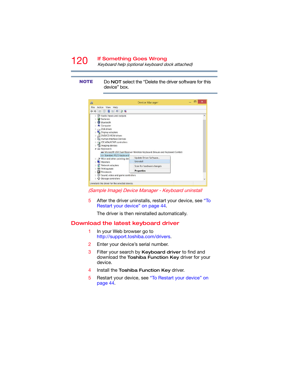 Download the latest keyboard driver | Toshiba DynaPad WT12PE-A64 User Manual | Page 120 / 177