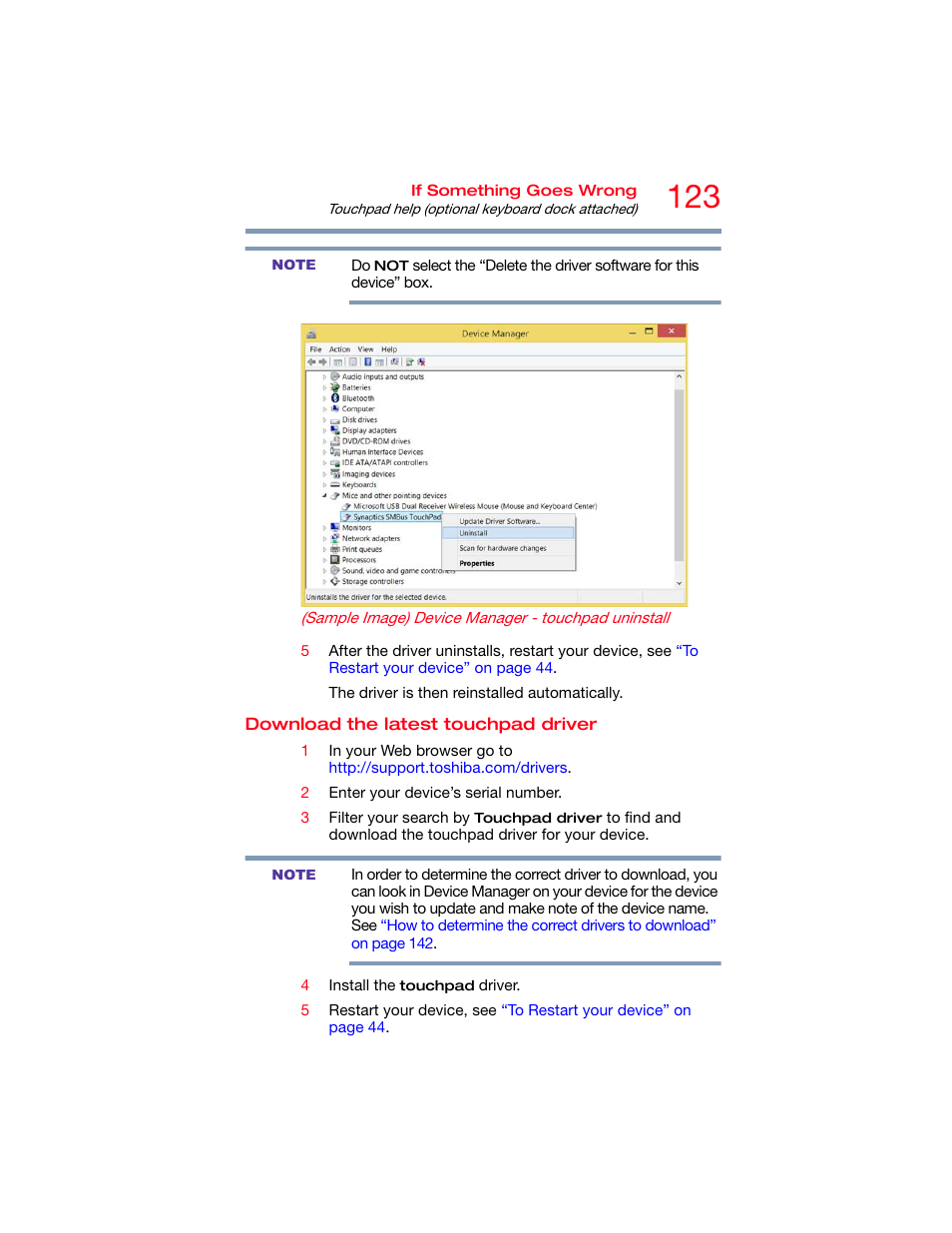 Download the latest touchpad driver | Toshiba DynaPad WT12PE-A64 User Manual | Page 123 / 177