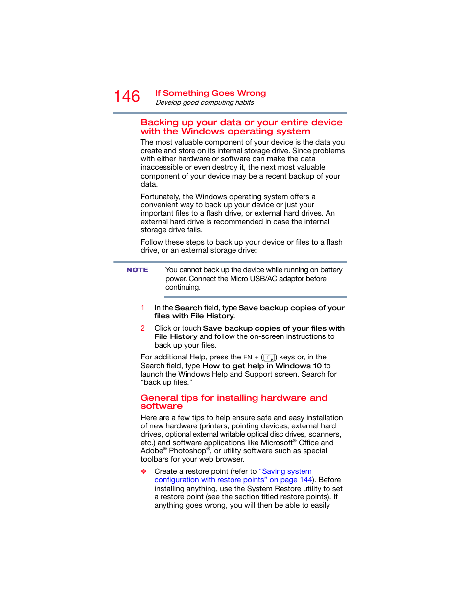 Backing up your data or | Toshiba DynaPad WT12PE-A64 User Manual | Page 146 / 177