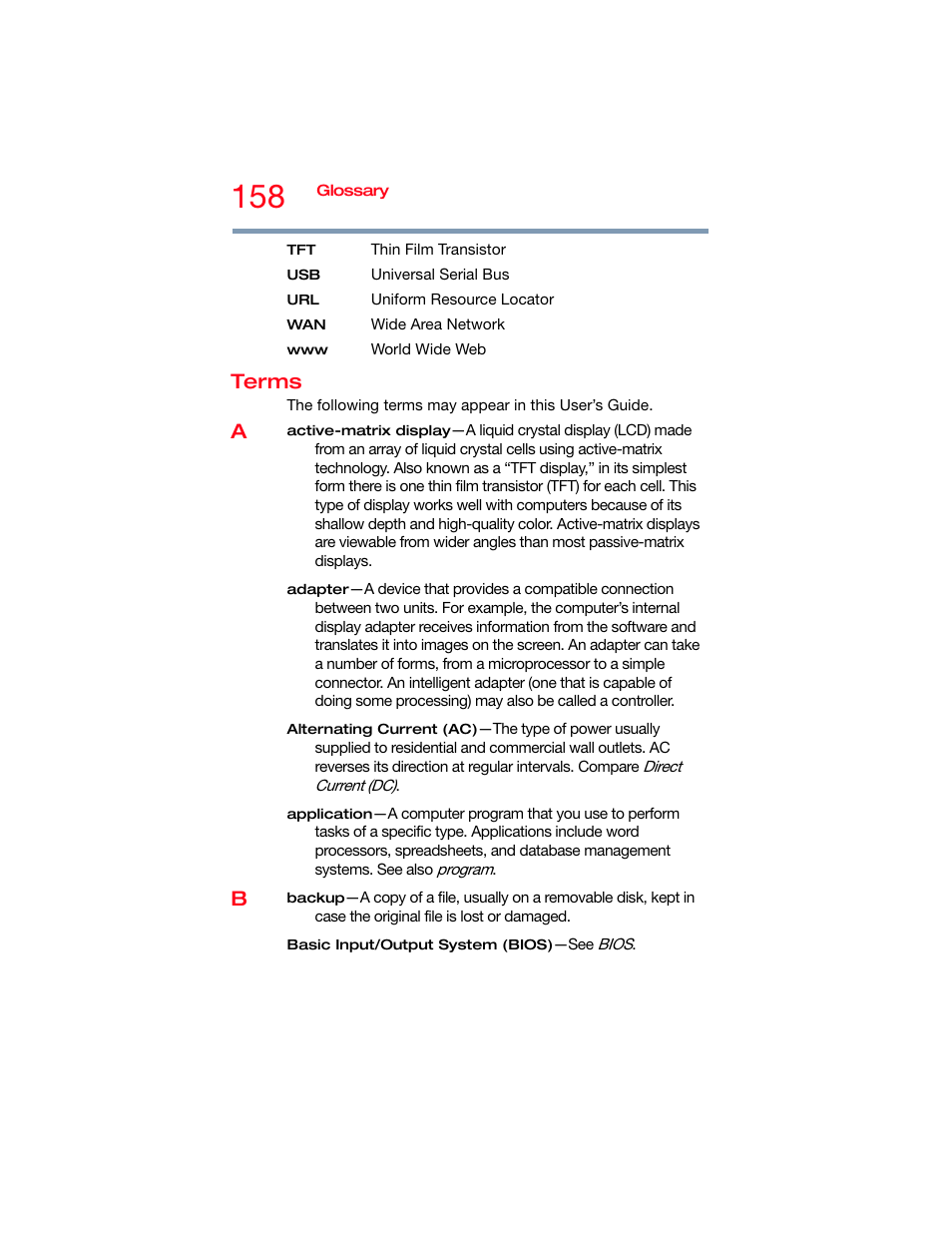 Terms | Toshiba DynaPad WT12PE-A64 User Manual | Page 158 / 177