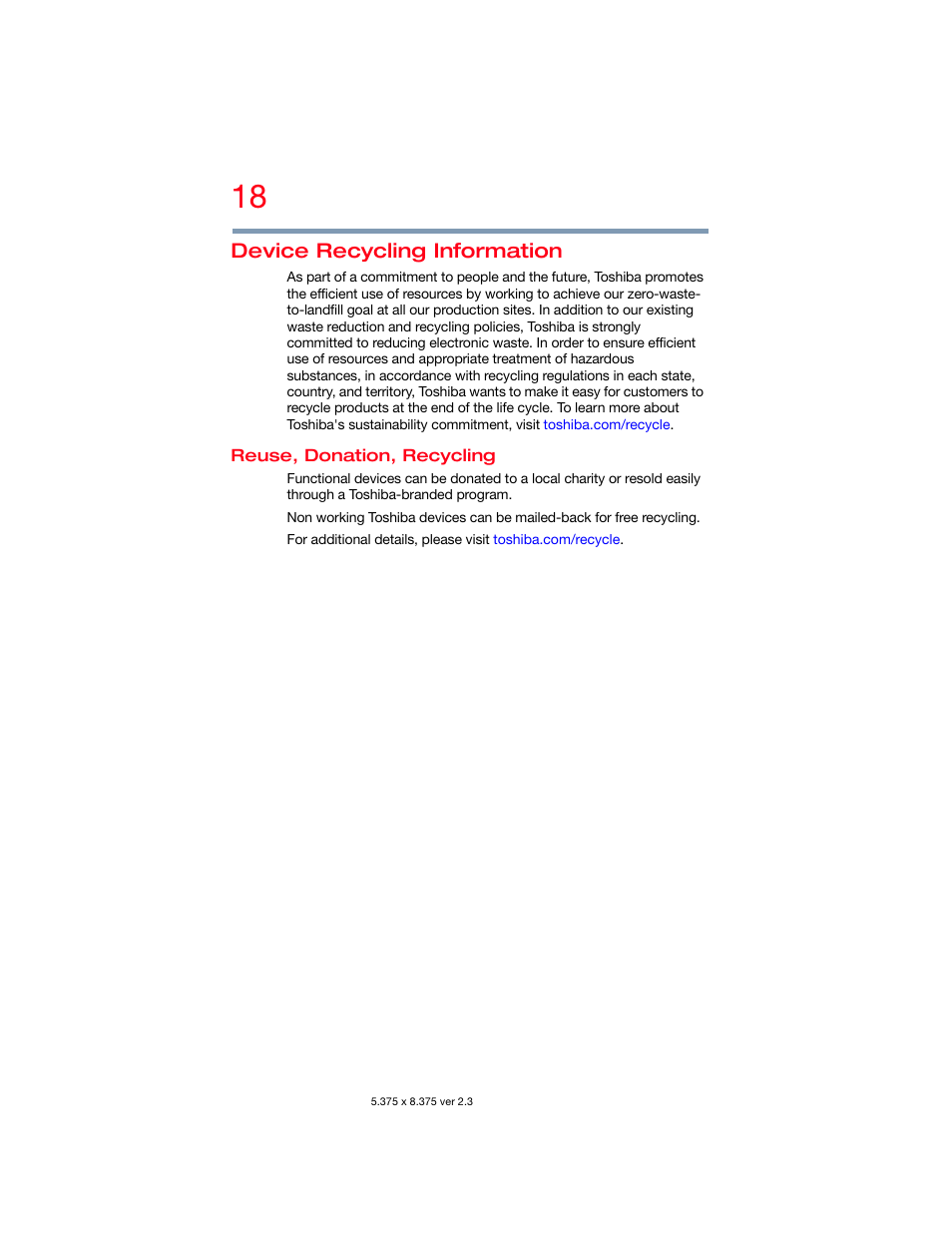 Device recycling information | Toshiba DynaPad WT12PE-A64 User Manual | Page 18 / 177