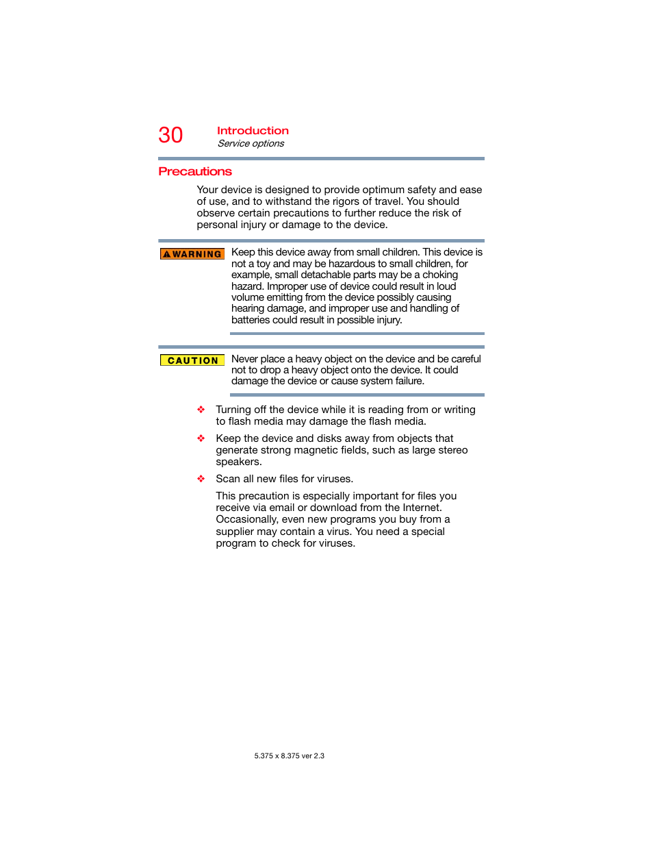 Precautions | Toshiba DynaPad WT12PE-A64 User Manual | Page 30 / 177