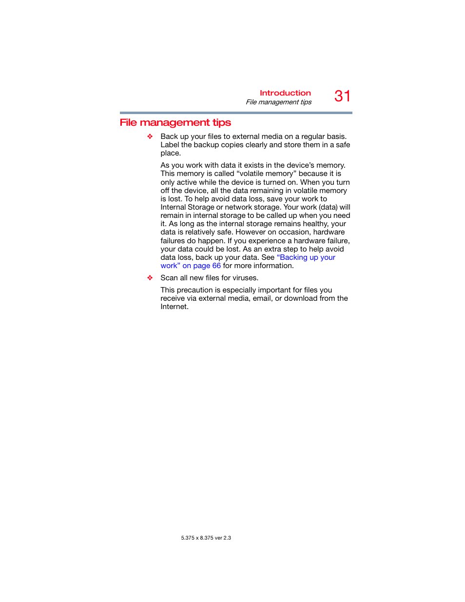 File management tips | Toshiba DynaPad WT12PE-A64 User Manual | Page 31 / 177