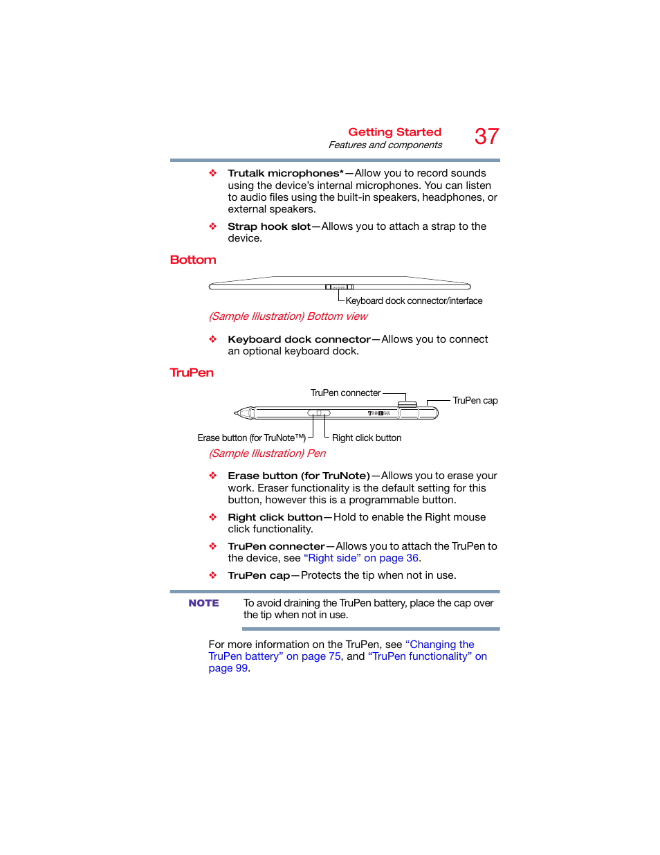 Bottom, Trupen, Bottom trupen | Toshiba DynaPad WT12PE-A64 User Manual | Page 37 / 177