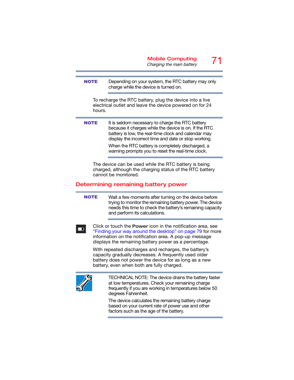 Determining remaining battery power | Toshiba DynaPad WT12PE-A64 User Manual | Page 71 / 177