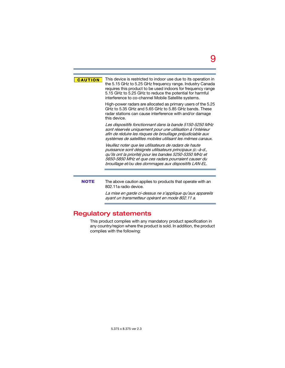 Regulatory statements | Toshiba DynaPad WT12PE-A64 User Manual | Page 9 / 177