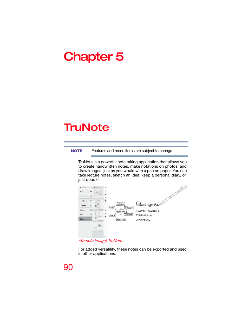 Chapter 5: trunote, Chapter 5 | Toshiba DynaPad WT12PE-A64 User Manual | Page 90 / 177