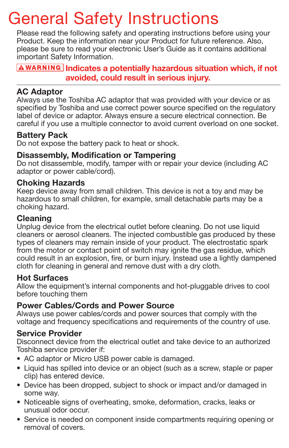 General safety instructions, Need help | Toshiba DynaPad WT12PE-A64 User Manual | Page 6 / 8