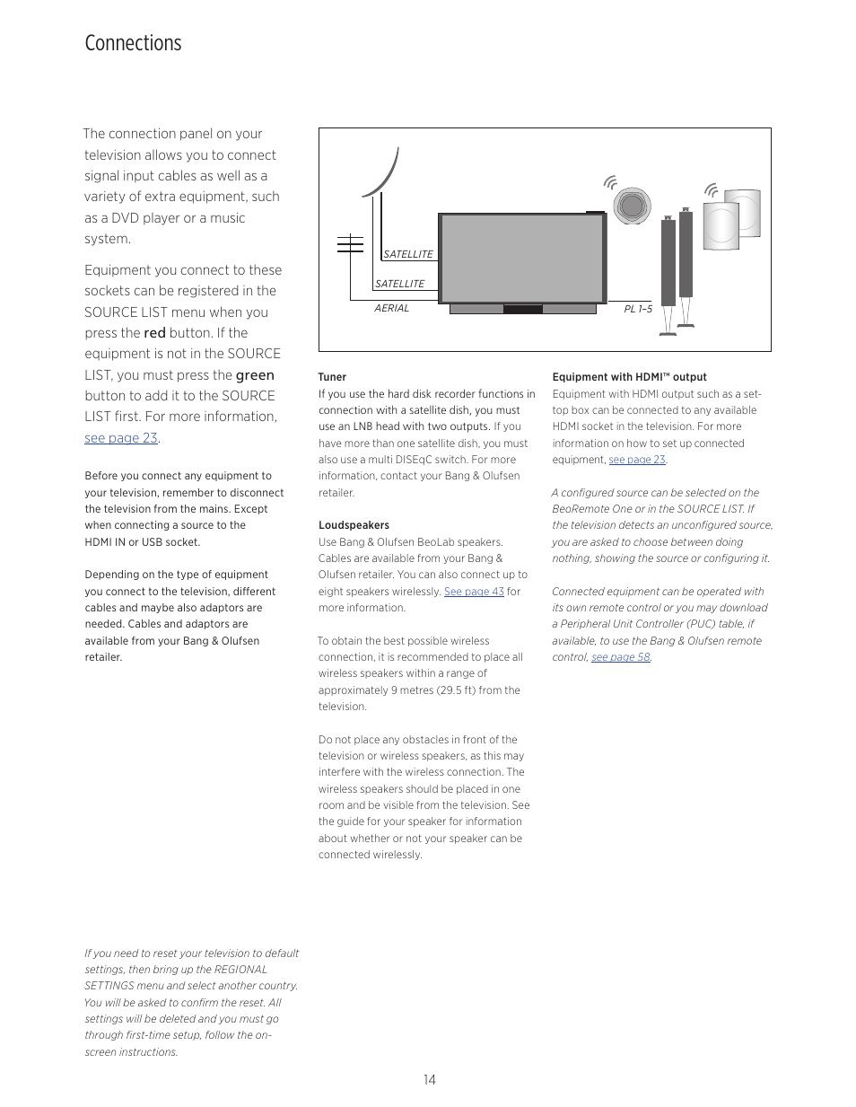 Connections | Bang & Olufsen BeoVision Avant - User Guide User Manual | Page 14 / 83