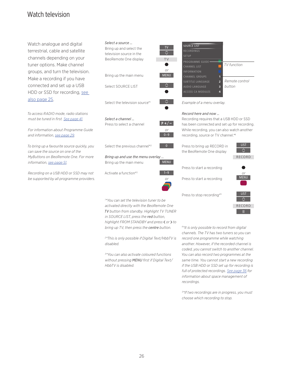 Watch television | Bang & Olufsen BeoVision Avant - User Guide User Manual | Page 26 / 83