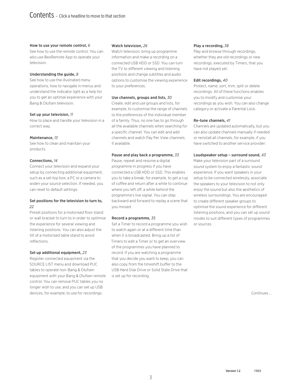 Bang & Olufsen BeoVision Avant - User Guide User Manual | Page 3 / 83