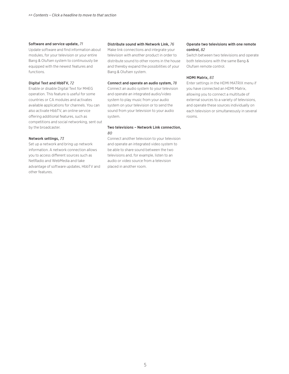 Bang & Olufsen BeoVision Avant - User Guide User Manual | Page 5 / 83