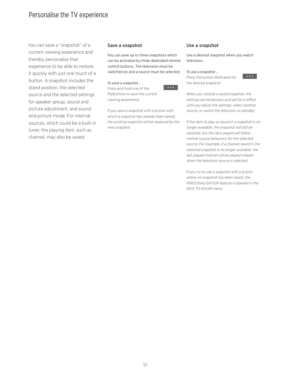Personalise the tv experience | Bang & Olufsen BeoVision Avant - User Guide User Manual | Page 51 / 83
