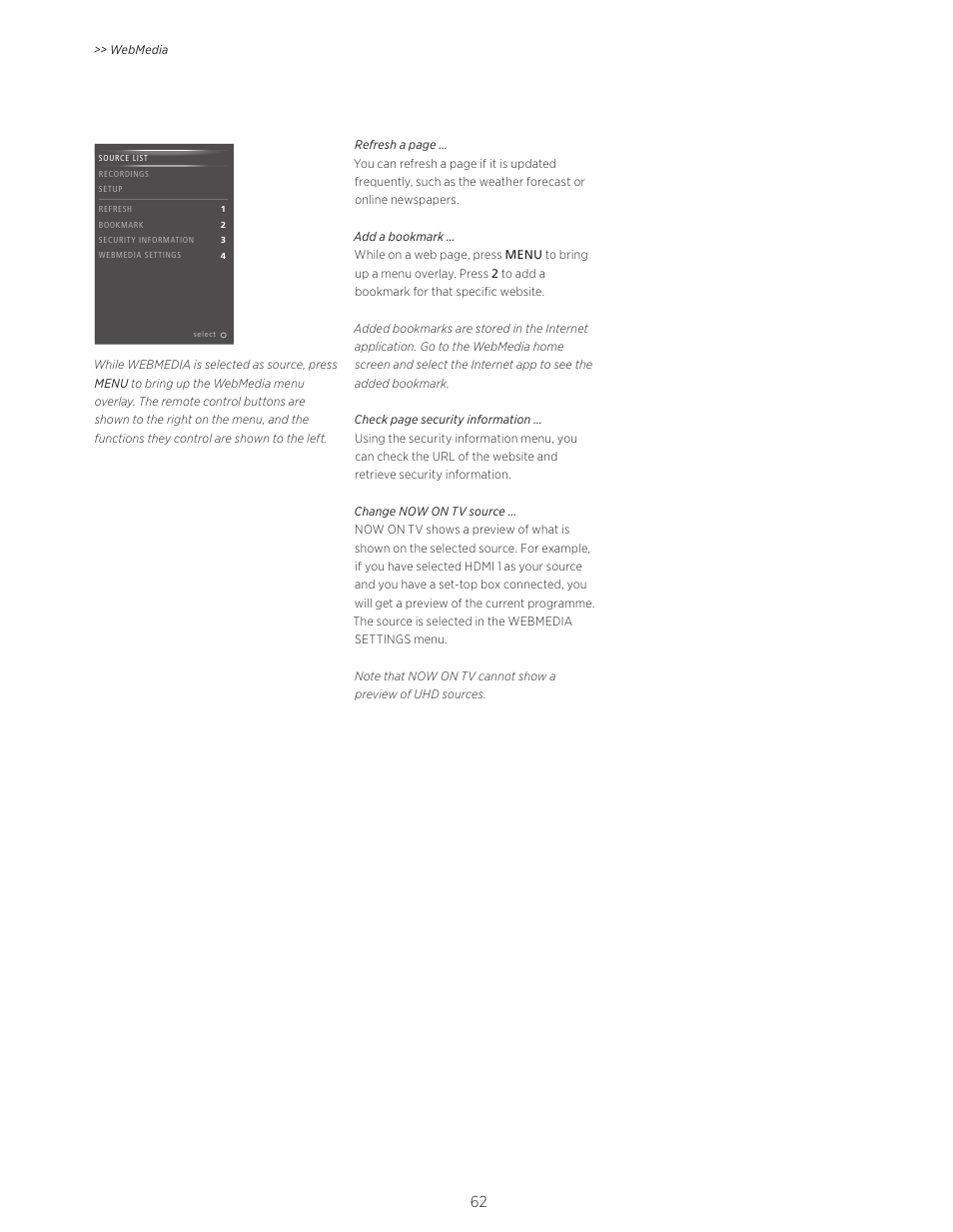 Bang & Olufsen BeoVision Avant - User Guide User Manual | Page 62 / 83
