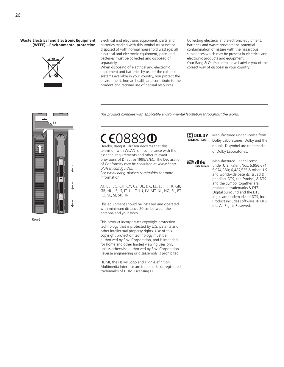 Bang & Olufsen BeoVision 11 with Beo4 Getting Started User Manual | Page 26 / 32