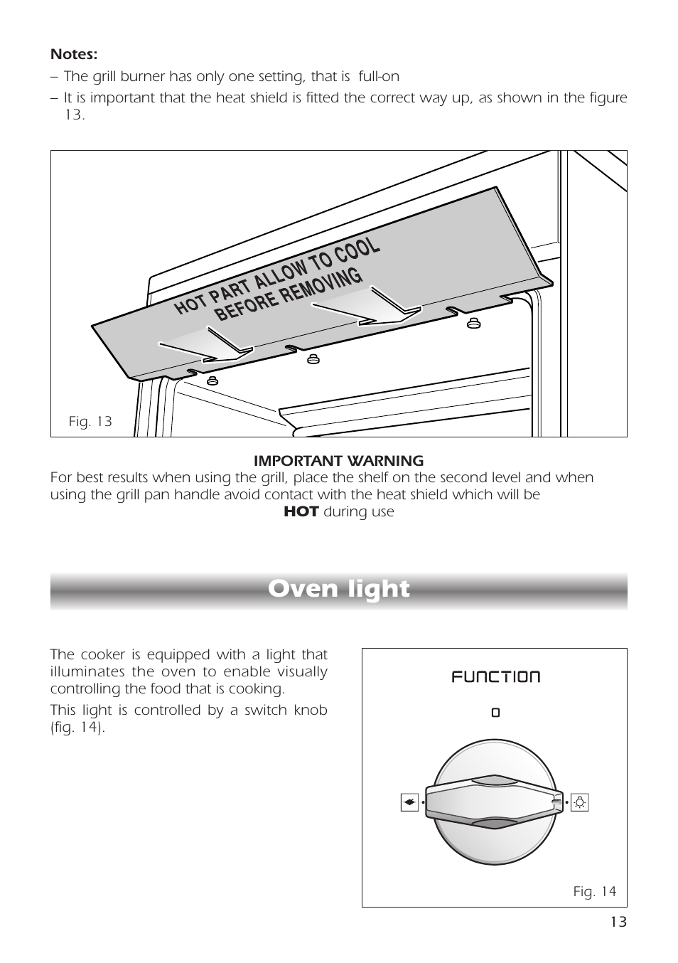 Oven light | CDA RC9301 User Manual | Page 13 / 44