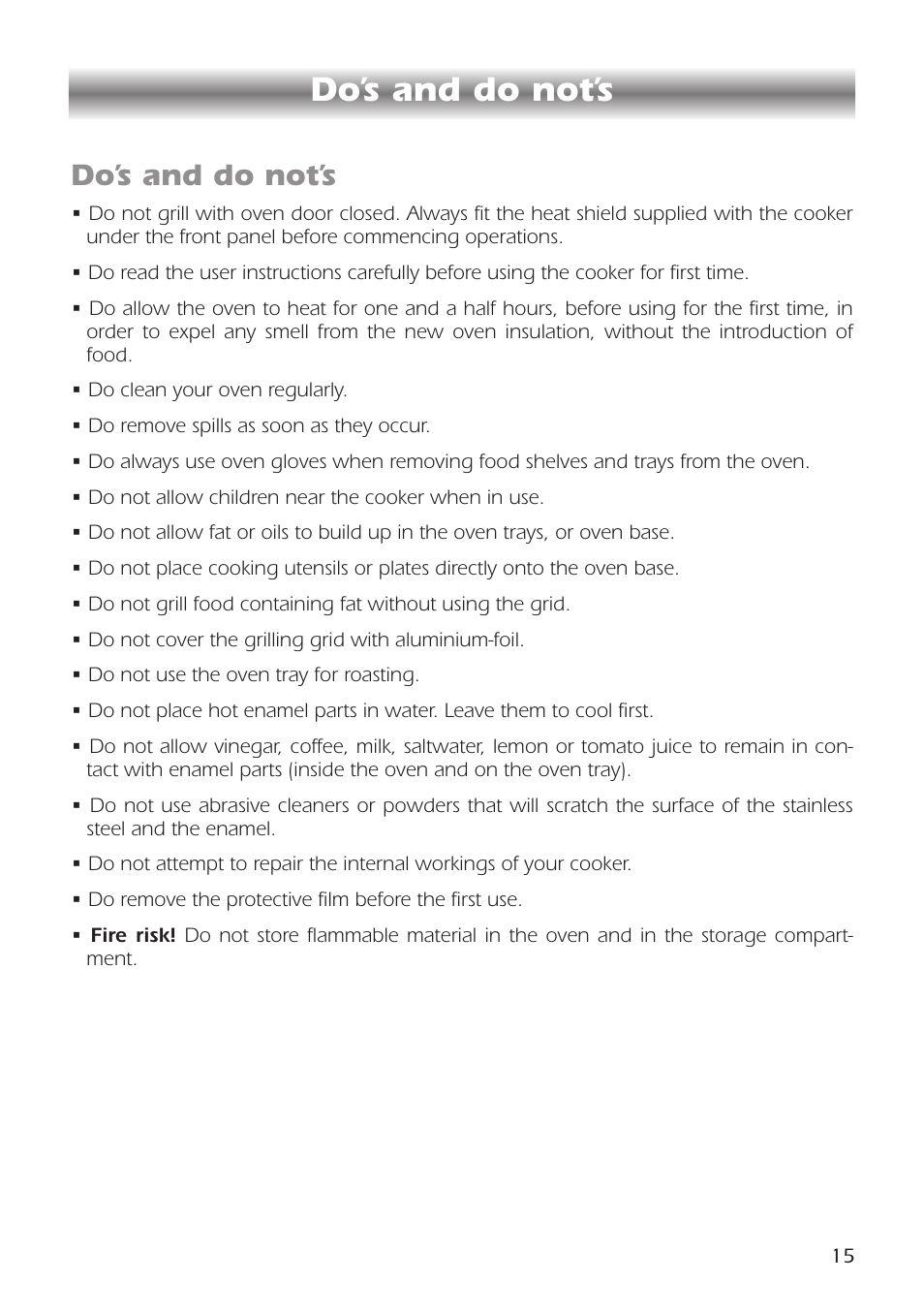 Do’s and do not’s | CDA RC9301 User Manual | Page 15 / 44