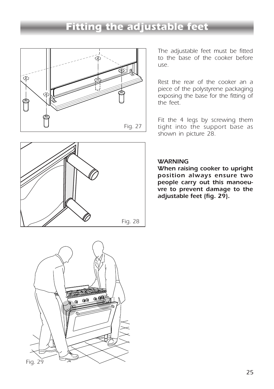 Fitting the adjustable feet | CDA RC9301 User Manual | Page 25 / 44