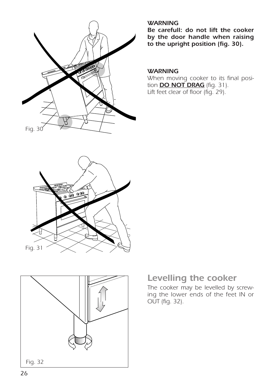 Levelling the cooker | CDA RC9301 User Manual | Page 26 / 44