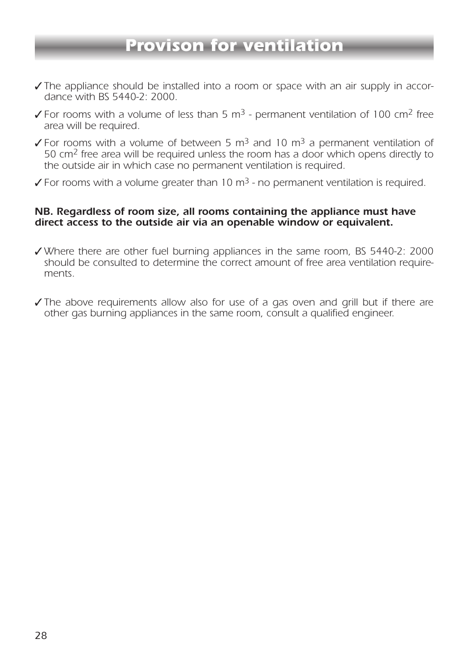 Provison for ventilation | CDA RC9301 User Manual | Page 28 / 44