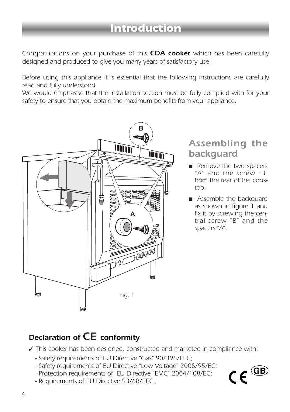 Introduction, Assembling the backguard | CDA RC9301 User Manual | Page 4 / 44