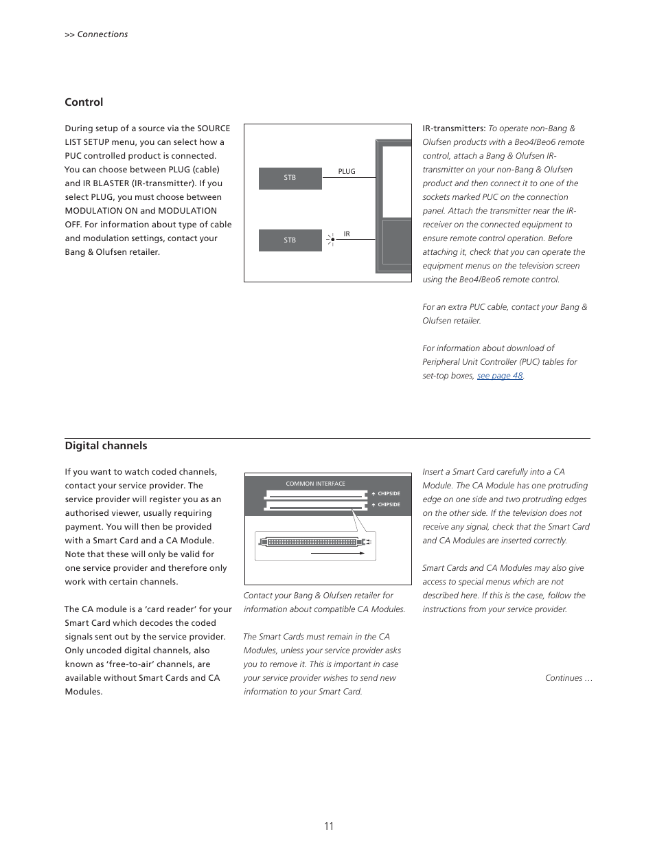 Transmitters, Information on ir-transmitters | Bang & Olufsen BeoVision 11 with Beo4 User Guide User Manual | Page 11 / 62