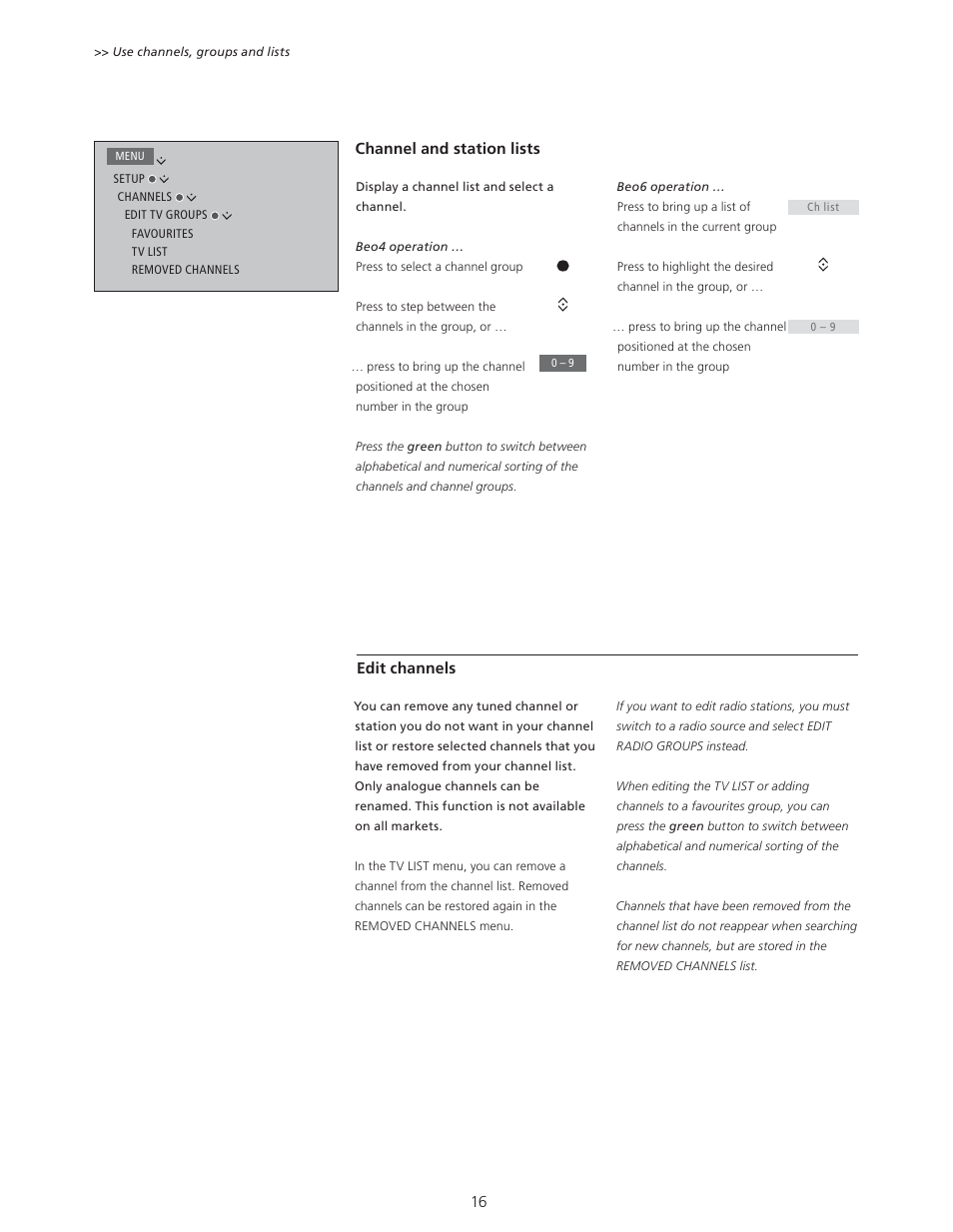Bang & Olufsen BeoVision 11 with Beo4 User Guide User Manual | Page 16 / 62