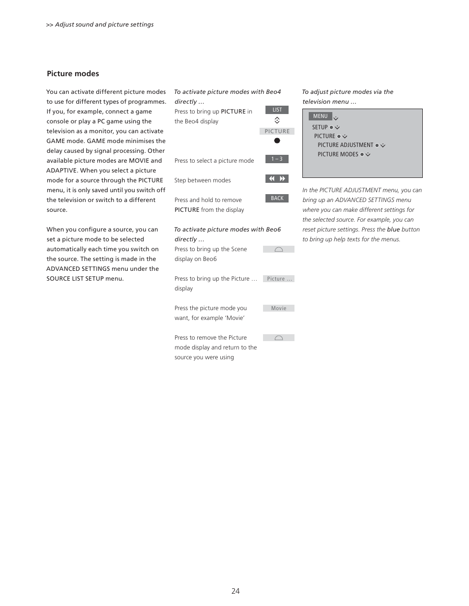 Bang & Olufsen BeoVision 11 with Beo4 User Guide User Manual | Page 24 / 62
