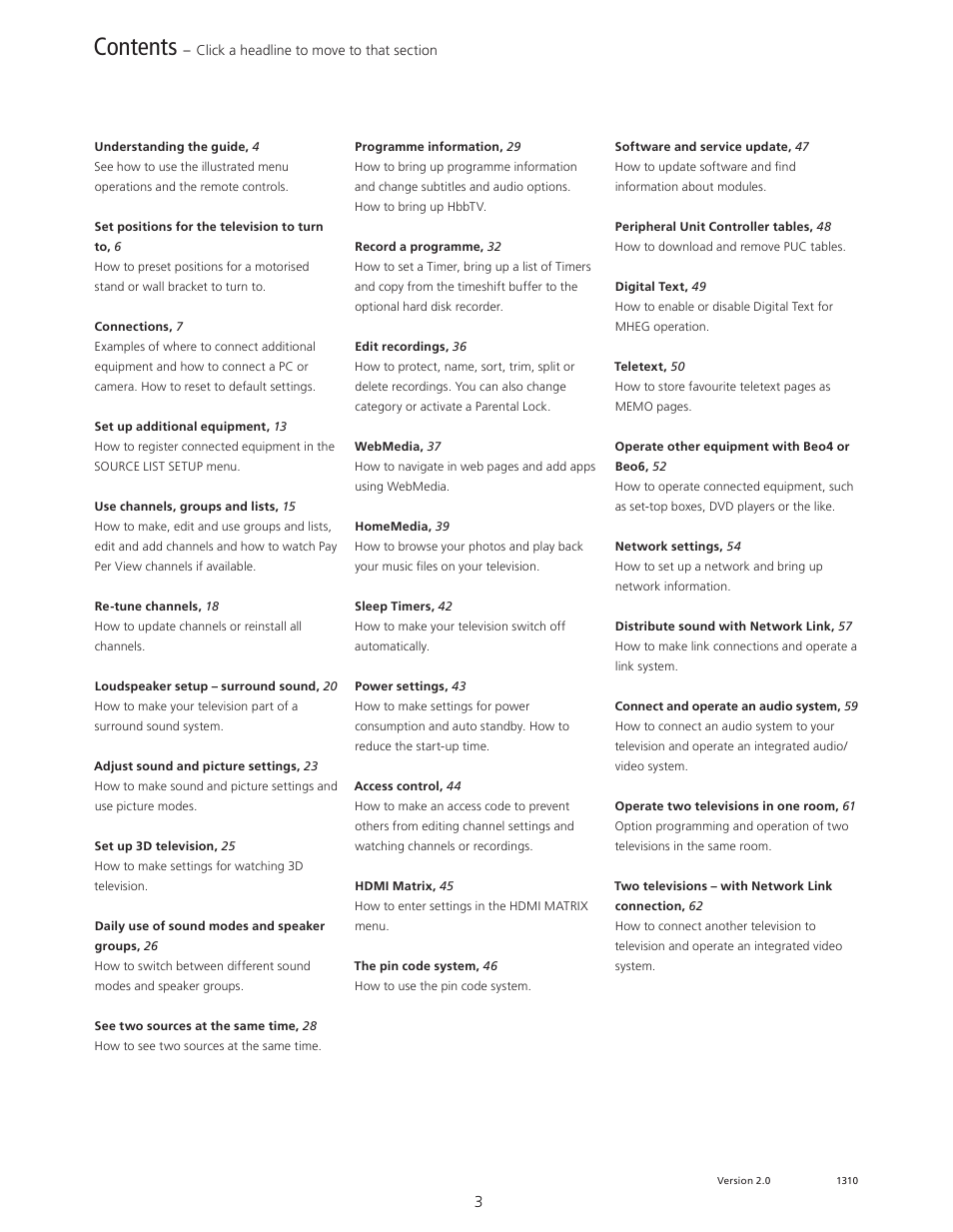 Bang & Olufsen BeoVision 11 with Beo4 User Guide User Manual | Page 3 / 62