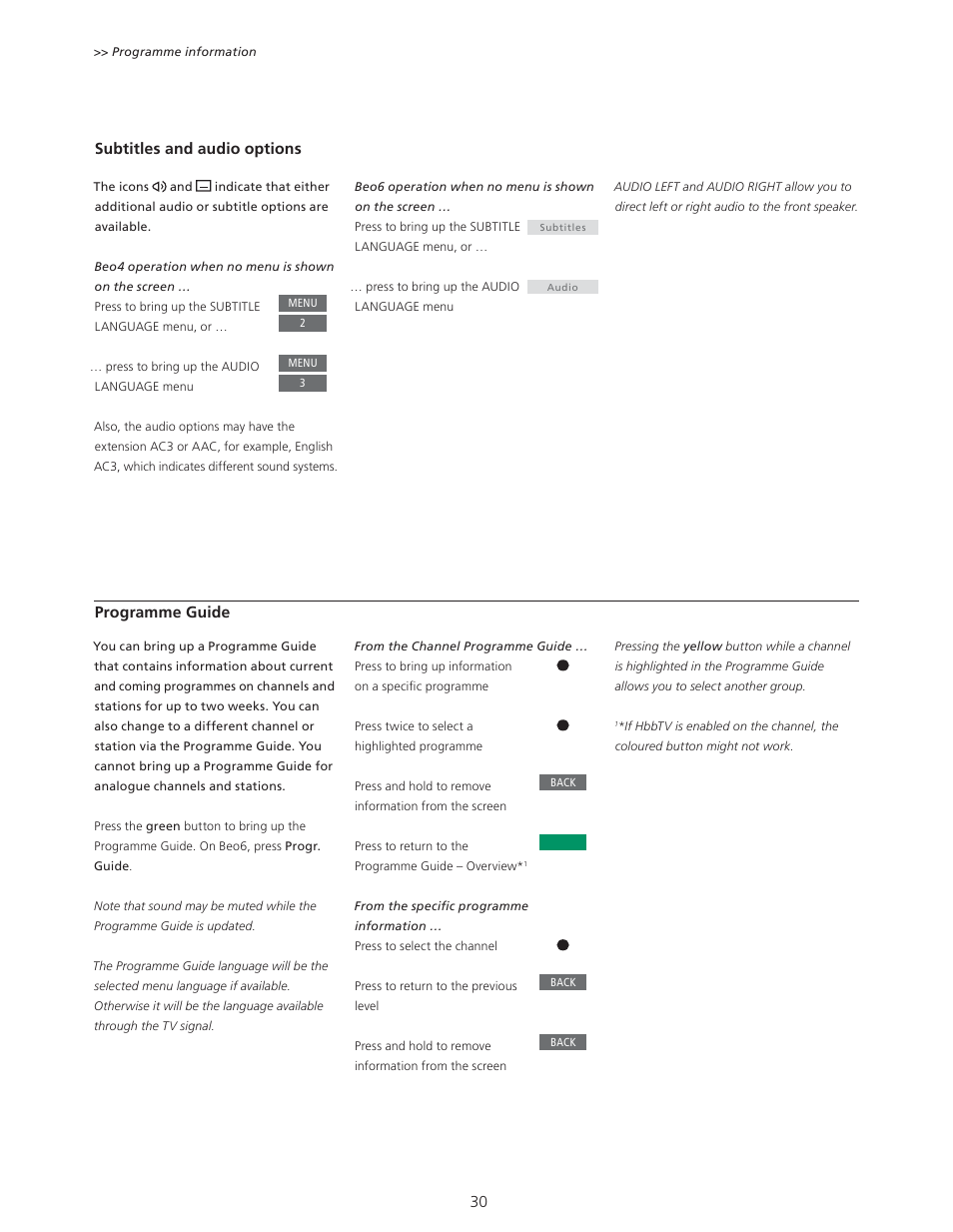 Bang & Olufsen BeoVision 11 with Beo4 User Guide User Manual | Page 30 / 62