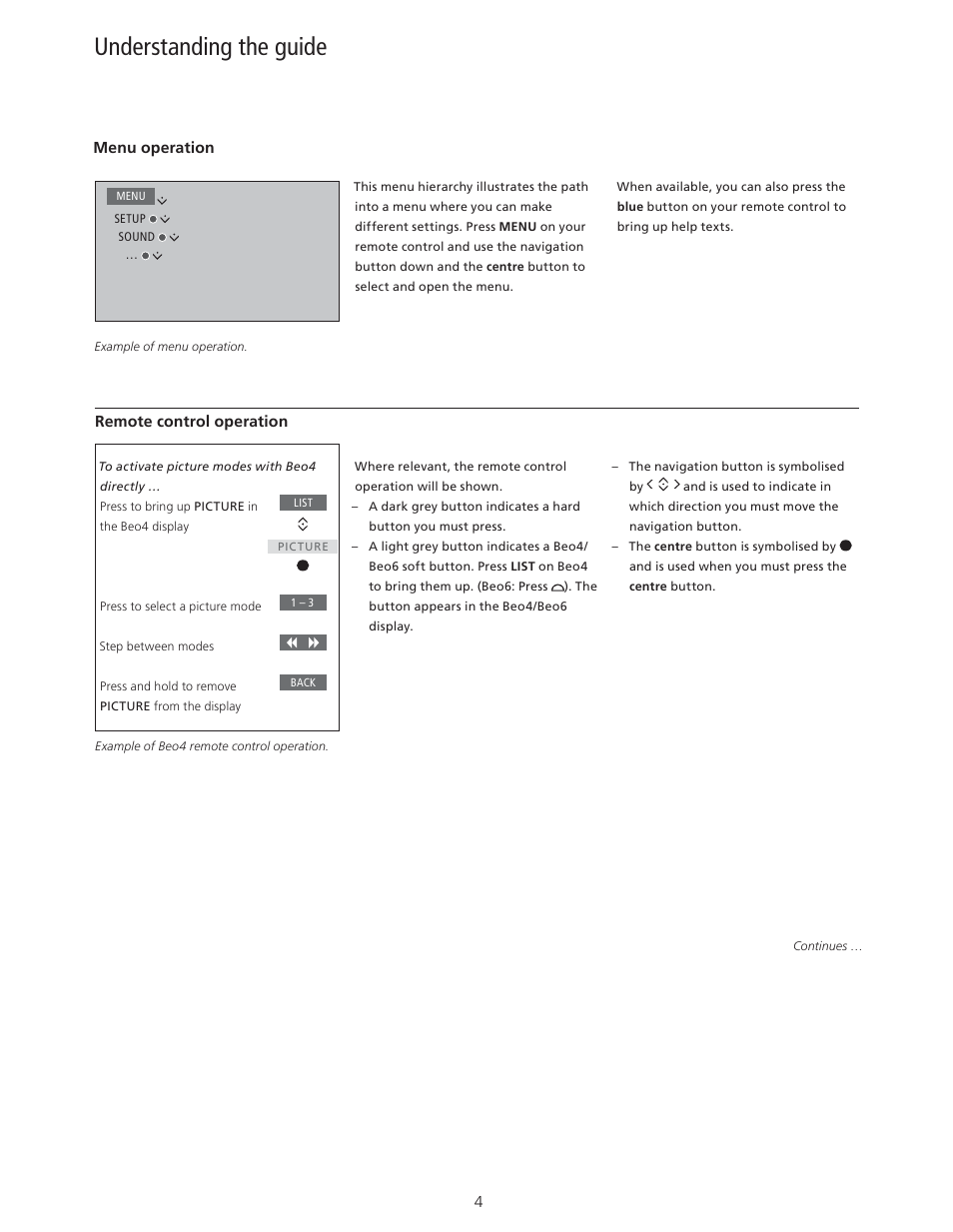 Understanding the guide | Bang & Olufsen BeoVision 11 with Beo4 User Guide User Manual | Page 4 / 62