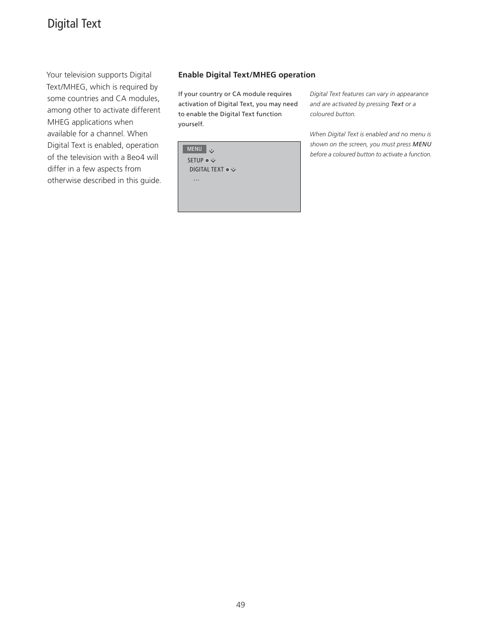 Digital text | Bang & Olufsen BeoVision 11 with Beo4 User Guide User Manual | Page 49 / 62