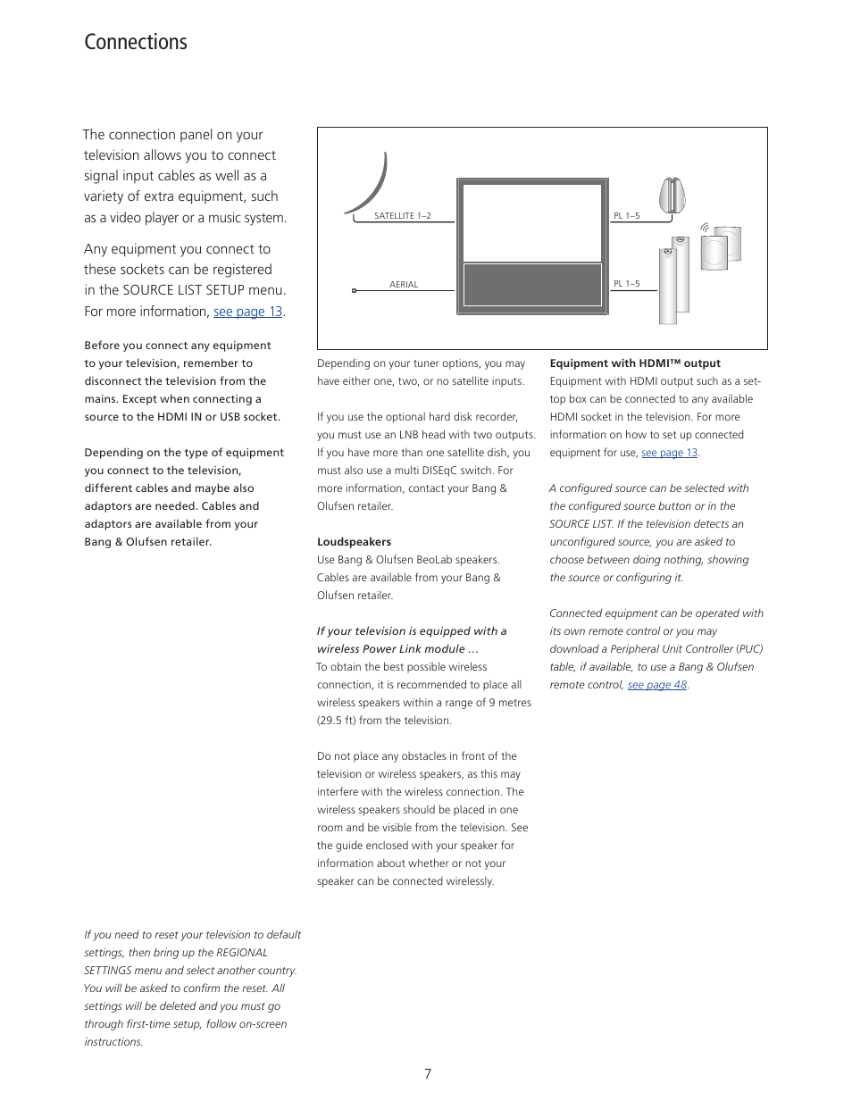 Connections | Bang & Olufsen BeoVision 11 with Beo4 User Guide User Manual | Page 7 / 62